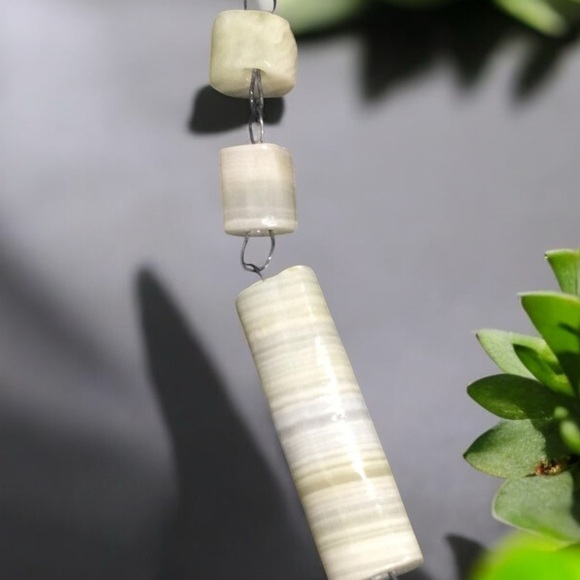 Mexican Agate Butterfly Silver Tone Bead Beaded Necklace Mexico - Picture 4 of 6